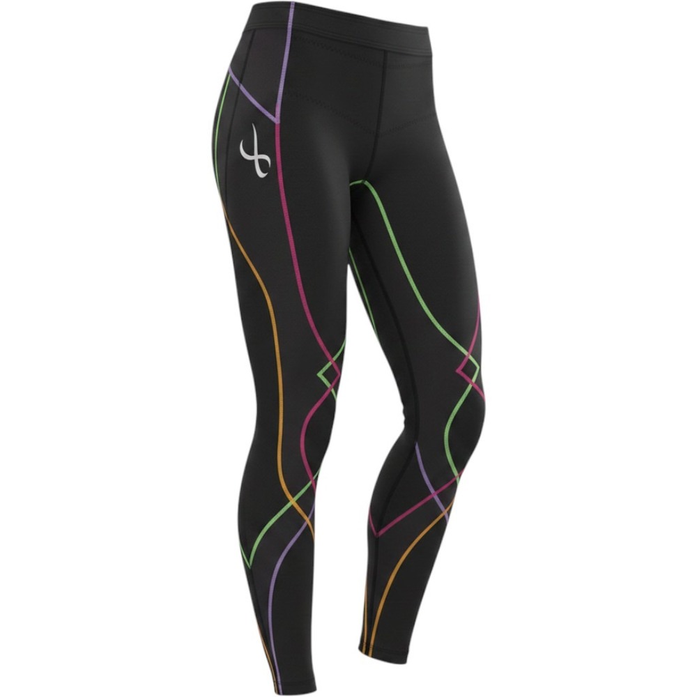 New CW-X patented support web 3/4 stabilyx tights nwt size XS Black/Rainbow